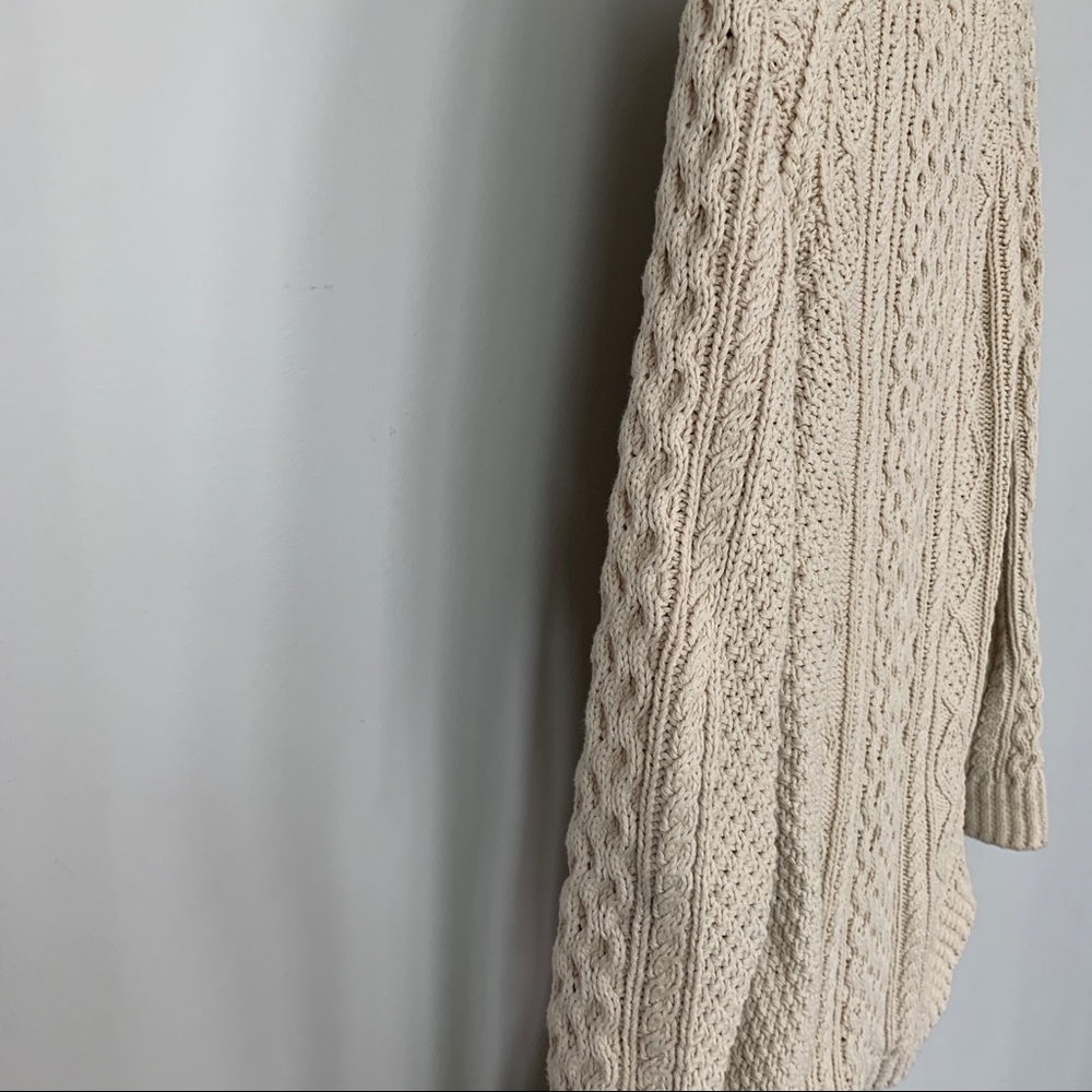 L.L. Bean Signature 100% Cotton Cream Cable Knit Sweater w/Side Zipper Size M - Picture 9 of 9